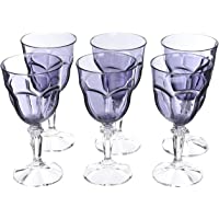 Sunvibes Juego de Copas- 8 x 18 cm 101841 Happy Copa de Vino 6 Piezas- 8- Color 8-8 x 18 cm- Azul Transparente-Gris- 8…